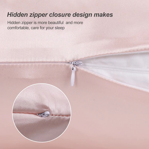 Funda de Almohada de Seda Natural de Morera Rosa de 19 mm por Ambos Lados, para Cabello y Piel, con Cierre Oculto - Product Image 3