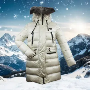 Jaket Puffer empuk wanita, jaket penutup dengan pola cetak bernapas keras 2023 musim dingin ritsleting untuk wanita