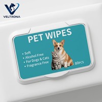 VELTRONA 80 STUKS Zachte fruitgeurende wegwerp vochtige doekjes voor katten met diepe reiniging, zonder afspoelen, huishoudelijke dierenbenodigdheden
