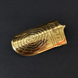 Calcomanía de oro vintage con impresión personalizada, etiqueta adhesiva de metal de aluminio en relieve <span class=keywords><strong>para</strong></span> bicicleta/insignia de tubo de cabeza de Scooter - Product Image 1