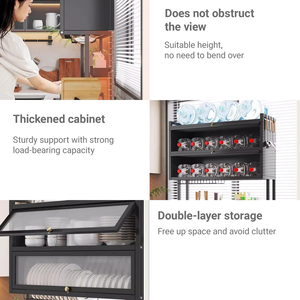 2-Tiers Organizer Multifunctional Countertop Metal Over the Sink <b>Dish</b> and Bowl Drying Draining Rack Storage Holder With Doors - Product Image 4