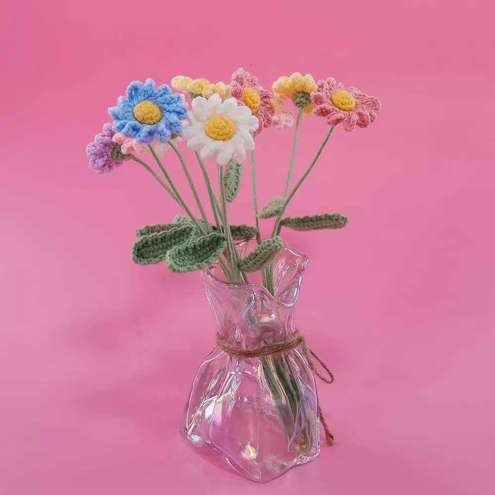 Bouquet di fiori fatti a mano simulazione lana di girasole fiori immortali borsa materiale all'uncinetto fai da te lana di girasole fiore regalo fatto in casa