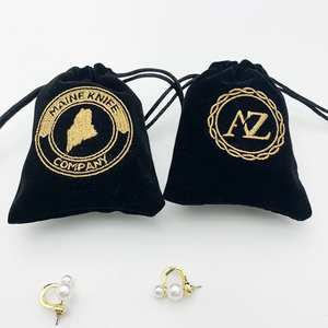 Wholesale Custom Logo Black Velvet Pouch Perfume Storage Drawstring Bag Packaging Velvet Jewelry Bag With Logo Printing - Product Image 2