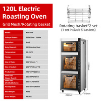 Four à patates douces électrique à 3 étages de 50/70/100/120L, utilisation en boulangerie, rotation automatique, acier inoxydable 201, rôtissoire à maïs frais, ailes de poulet