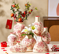 Vase de table moderne en céramique rouge, style oriental, élégant et luxueux, pour arrangement floral, anniversaire, maison, salon, hydroponique
