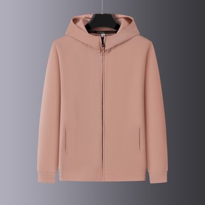 Sweat-shirt à capuche zippé pour homme, vert olive, couleur unie, coton tricoté, décontracté, coupe classique, automne - Product Image 2