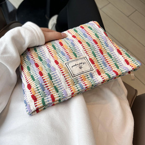 Bolsa <span class=keywords><strong>de</strong></span> Maquillaje Personalizada con Diseño <span class=keywords><strong>de</strong></span> Rayas Tejidas Coloridas, Bolsa <span class=keywords><strong>de</strong></span> Almacenamiento con Cierre, Bolsa <span class=keywords><strong>de</strong></span> Aseo, Estuche <span class=keywords><strong>de</strong></span> Cosméticos <span class=keywords><strong>de</strong></span> Viaje para Mujeres - Product Image 3