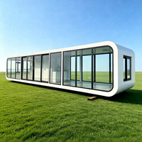 Cabine Capsule Préfabriquée Moderne en Conteneur, Maison Écologique avec Cadre en Verre Trempé, Idéale pour Glamping Extérieur, Hébergement, Salon ou Bureau