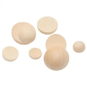 Factory Wholesale For Painting Art Crafts Natural Unfinished Solid Split Wooden Balls Half Wood Beads