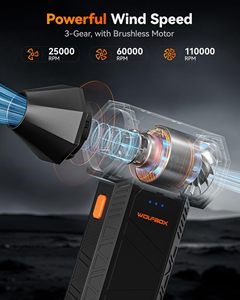 WOLFBOX MF50 Soplador de Aire Eléctrico, Limpiador de 110000 RPM, Mini Soplador Inalámbrico de Súper Potencia, 3 Velocidades Ajustables, Antipolvo, Limpia <span class=keywords><strong>Pantallas</strong></span> - Product Image 2