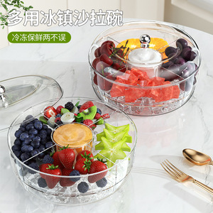 Caja para ensalada redonda de plástico con compartimentos giratorios para mantener la frescura de frutas y verduras. - Product Image 2