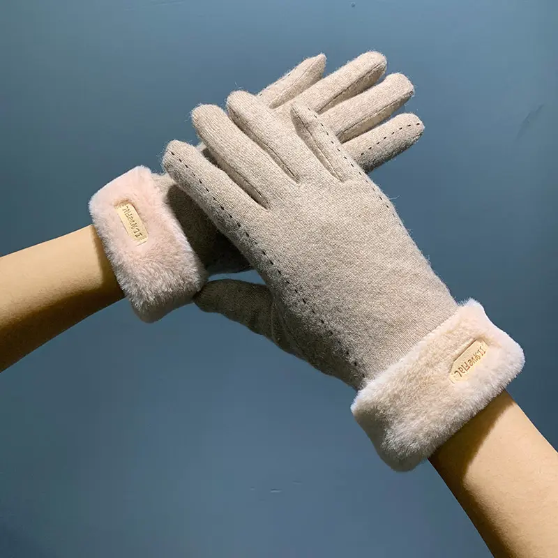 BSCI Factory Großhandel Winter Wolle Outdoor Warm Cute Ladies Fäustlinge Touchscreen Mode Damen handschuhe