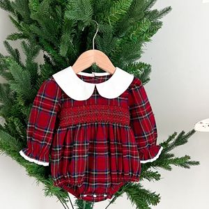 Soeurs filles robe printemps et automne bébé à manches longues barboteuses Plaid bébé vêtements de Noël - Product Image 5