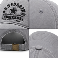 Casquette de baseball unisexe délavée et vieillie, couleur anthracite, avec emblème étoile, six panneaux, réglable, style Dad Hat, vente en gros
