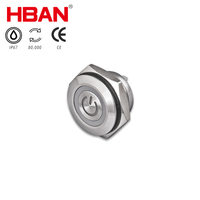 HBAN bouton poussoir ultra-mince 16/19mm, LED, acier inox IP67, normalement ouvert, illuminé, pour panneau équipement café