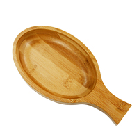 Grand plateau cuillère en bois de bambou avec poignée pour le service des aliments, rangement antidérapant extra large personnalisé