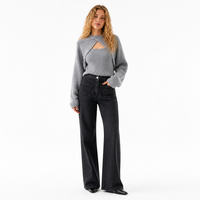 Nouvelle Collection Automne/Hiver : Ensemble Deux Pièces Chic Coréen – Pull Châle à Manches Longues Style Français et Camisole Tricotée Unie Longueur Genou