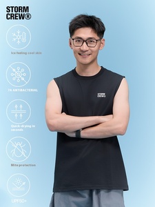 STORMCREW夏季休闲中膜无袖针织t恤抗菌防晒100% 棉宽松圆领抗起球 - Product Image 2