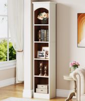 Étagère bibliothèque étroite en bois Ribesigns de 70,86 pouces de hauteur, 5 niveaux, étagères cubiques, rangement moderne, présentoir d'angle fin, meubles de salon