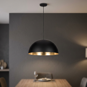 Lámpara Colgante de Techo con Domo Metálico Negro y Dorado para Cocina Moderna, Isla de Cocina, Comedor, Restaurante y Decoración Interior Contemporánea - Product Image 3