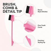 Brosse à sourcils double embout 3-en-1 en gros, brosse à cheveux rebelles, peigne à bordure, outil de toilettage en ABS et nylon, logo personnalisé OEM ODM B2B