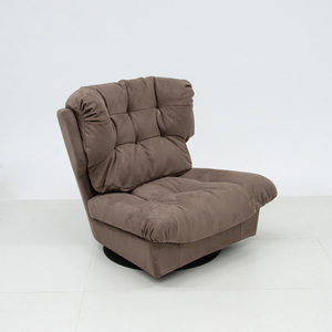 Fauteuil d'appoint pivotant capitonné contemporain, chaise longue surdimensionnée en velours moelleux avec base pivotante pour appartement, chambre, hôtel, style Mid-Century - Product Image 1