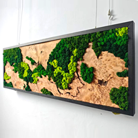 Décoration murale en mousse taille unique avec bois naturel et mousse, pour la maison, verdure rustique, cadre en mousse et bois d'olivier