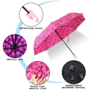 Parapluie publicitaire portable de 19 pouces, design moderne, manuel, pliable en 3 sections, avec poignée et motif personnalisé, vente en gros pour fournisseurs - Product Image 4