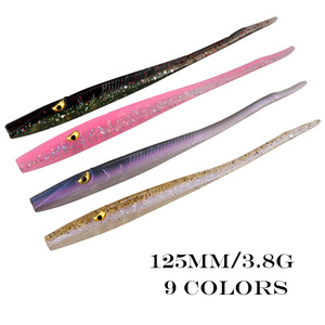 125mm 3.8g 3 inch kim đuôi PVC Mồi câu cá nhân tạo Mồi câu cá biển sâu Trái Đất jighead mềm thu hút cá hồi cá vược - Product Image 2