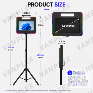 Machine de photomaton mobile avec écran tactile 15,6 pouces, compatible avec appareil <span class=keywords><strong>photo</strong></span> reflex numérique, trépied, kiosque pour location événementielle et <span class=keywords><strong>studio</strong></span> - Product Image 3