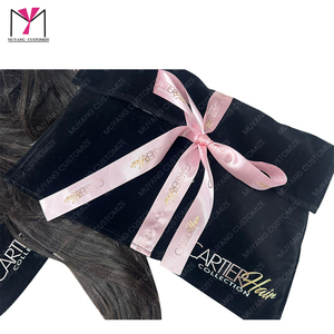 Customizable Logo Biodegradable Velvet <b>Bag</b> with <b>Pink</b> Satin Ribbon MUYANG Brand - Product Image 5