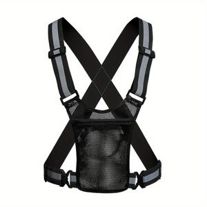 Elastik Bisiklet Yansıtıcı Yelek Telefon Kılıfı ile Hafif Güvenlik Yansıtıcı Koşu Yeleği Örgü Evrensel Bisiklet Güvenli Ceket - Product Image 1