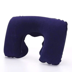 Comfortable <strong>U</strong>-Shaped Inflatable Travel Neck <strong>Pillow</strong> Flocked Fabric Air <strong>Pillow</strong> Support Head Neck/Lumbar for Traveling - Product Image 2