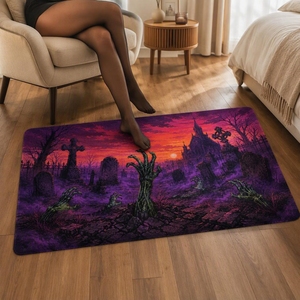 Tapis <span class=keywords><strong>de</strong></span> couloir moderne antidérapant en polyester lavable, motif loup-<span class=keywords><strong>garou</strong></span> et lune hurlante, en faux velours, pour chambre à coucher - Product Image 1