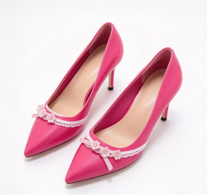 Zapatos de Tacón Alto de Lona para Mujer con Hebilla Metálica, Punta Puntiaguda, Estilo Slingback, para Verano, con Plataforma de 6cm, de PU y Goma, Deslizables - Product Image 3