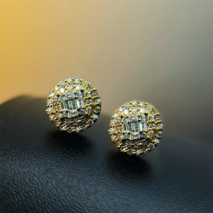 Fine Jewelry Real <strong>Solid</strong> <strong>Gold</strong> <strong>Earring</strong> 10K <strong>14K</strong> 18K Diamond Screw Back Stud <strong>Earring</strong> Hiphop Men Jewelry - Product Image 3