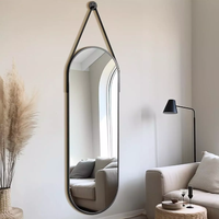 Miroir mural ovale suspendu de style européen moderne pour la décoration d'hôtel, cadre en aluminium, grand miroir sur pied pour la décoration d'hôtel