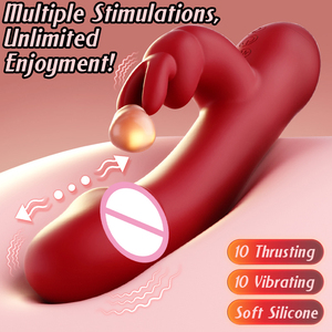 Juguetes Sexuales, Vibrador con Movimiento de Empuje para Mujeres, Dildo con Movimiento de Empuje para el Punto G con Orejas Vibratorias, Vibradores Realistas de Silicona - Product Image 1