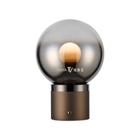 Lampe de table sphérique en verre de luxe, lampe de chevet, lampe de bureau décorative moderne, lampe tactile, Lamparas