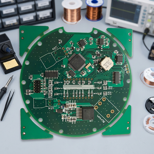 Carte de circuit imprimé personnalisée FR-4 verte circulaire avec plusieurs composants et connecteurs pour applications à usage général - Product Image 3