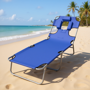 Lettino Prendisole in Acciaio Blu D0100HE7DDW, Rivestimento in Polvere, Poliestere, Reclinabile, Arredo da Esterno per Patio, Design Contemporaneo - Product Image 2