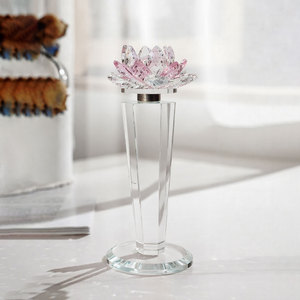 Wholesale Creative Rotatable White Crystal Lotus Trophy Home Decoration Furnishings Ornaments Awarding Gifts