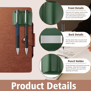 Portapenne Portatile a Doppio Scomparto in Pelle PU con Clip in Metallo, Custodia Rimovibile per Penna da Quaderno per Planner, per Dottori, Studenti, Postini - Product Image 2