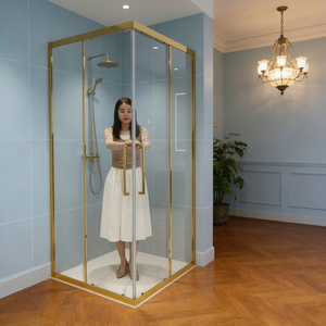 Porte <span class=keywords><strong>de</strong></span> douche coulissante Seawin au design populaire, 8/10/12 mm, avec cadre en verre trempé, cabine <span class=keywords><strong>de</strong></span> douche - Product Image 1