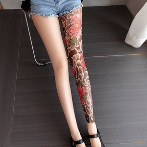 Nouveau produit : Collants à motifs floraux, imprimés <span class=keywords><strong>tatouage</strong></span> 360 degrés, de haute qualité, couleur <span class=keywords><strong>tatouage</strong></span> - Product Image 2