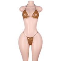 Ensemble de lingerie deux pièces brillant à pois et sequins, soutien-gorge et string à lacets, pour club, tenue de serveuse, adultes, festival, fête, équipement et vêtements