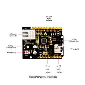 Keyestudio pelindung jaringan W5500 tanpa POE, kompatibel dengan <span class=keywords><strong>Arduino</strong></span> UNOR3 dan Mega 2560 R3 W5500 papan ekspansi jaringan - Product Image 2