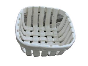 Cesto di frutta in ceramica intrecciata in ceramica bianca con cesto di frutta rotondo grande artigianale - Product Image 5