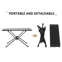 Mobilier d'extérieur avec logo personnalisé petite table de camping compacte et pliable avec cadre en aluminium avec rouleau d'oeufs et sac de rangement