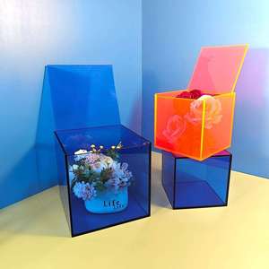 Caja de Acrílico Personalizada, Caja de Almacenamiento de Cinco Lados Colorida, Caja de Embalaje para Regalos, Caja de Almacenamiento con Tapa Abatible, Cubierta Protectora contra el Polvo - Product Image 5